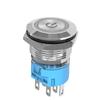Blue Wave 19mm High Current Push Button Switch, Self-Locking Reset, Waterproof Stainless Steel, 2NO2NC