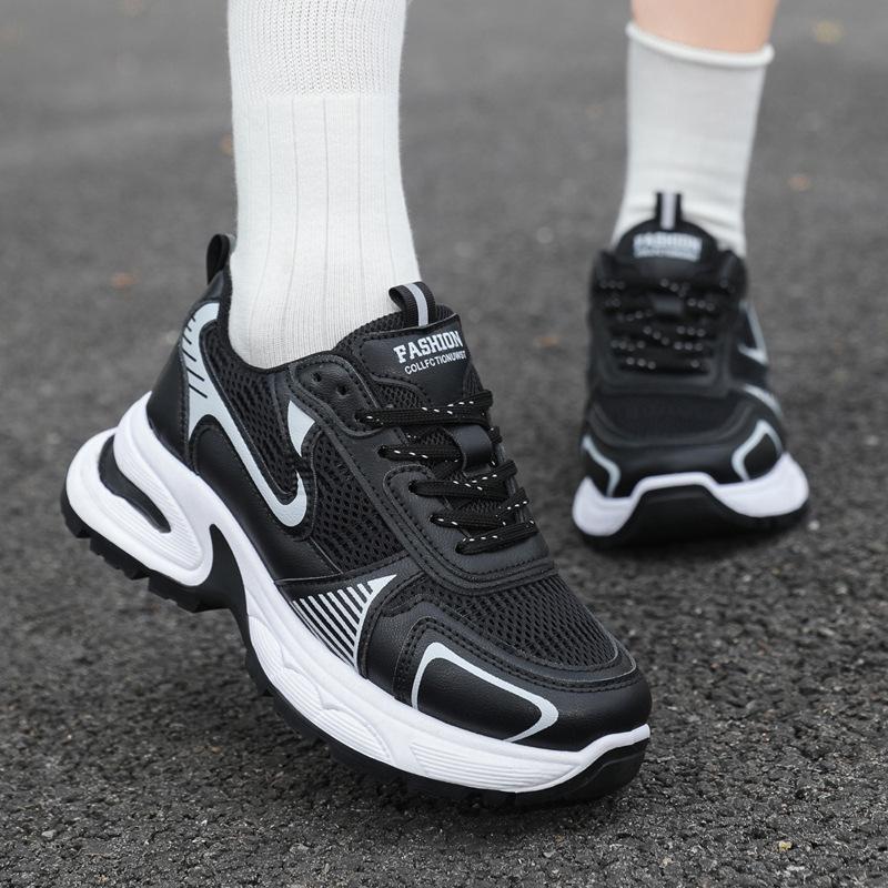 2024 girls casual shoes popular mesh breathable dad shoes comfortable breathable thick-soled sports women's shoes