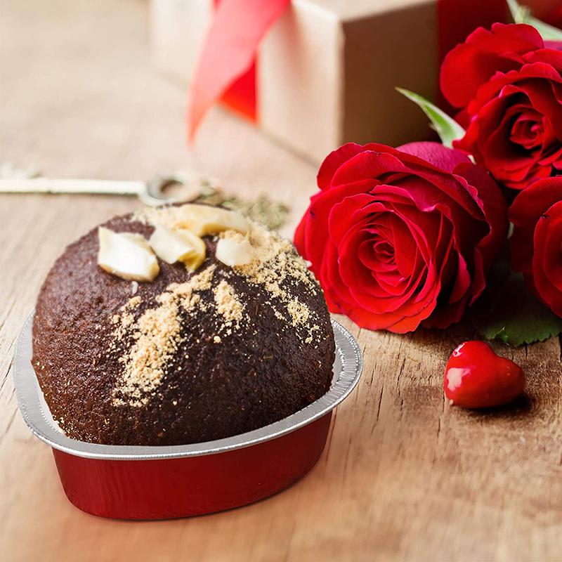 10 шт., форма для торта из алюминиевой фольги, чашка для кексов в форме сердца с крышками, 3,4 унции