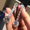 Роскошные женские серьги с бриллиантовым кубическим цирконием, простые элегантные свадебные помолвочные украшения, женские аксессуары