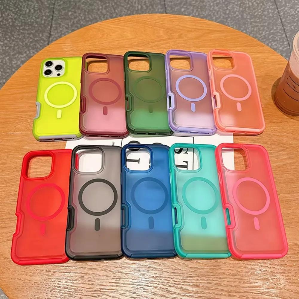 Модный Бронированный Магнитный Зарядный Защитный Чехол Для IPhone 17 Pro Max Air 16 15 14 Plus 13 12 Матовый Прозрачный Противоударный Чехол Для Телефона