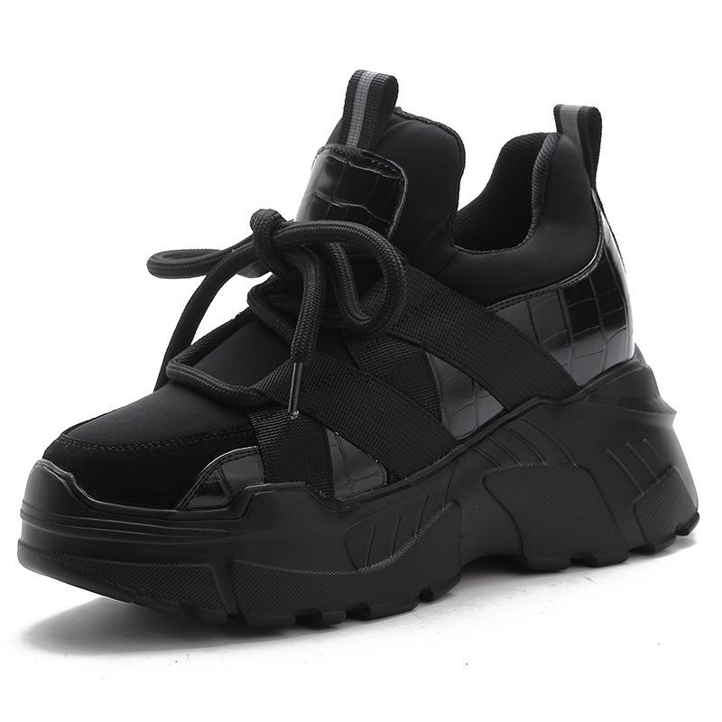 Модные 8 см Новая Натуральная Кожа Летние Полые Воздушная Сетка Платформа Танкетка Массивные Кроссовки Новые 2025 Осень Весна Мода Повседневная Обувь