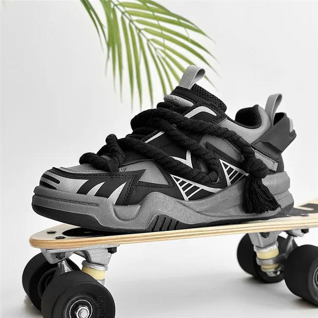 Модные дизайнерские оранжевые туфли для мужчин 2024 года, модные мужские повседневные кроссовки, уличная обувь для скейтбординга на платформе, мужская обувь в стиле хип-хоп