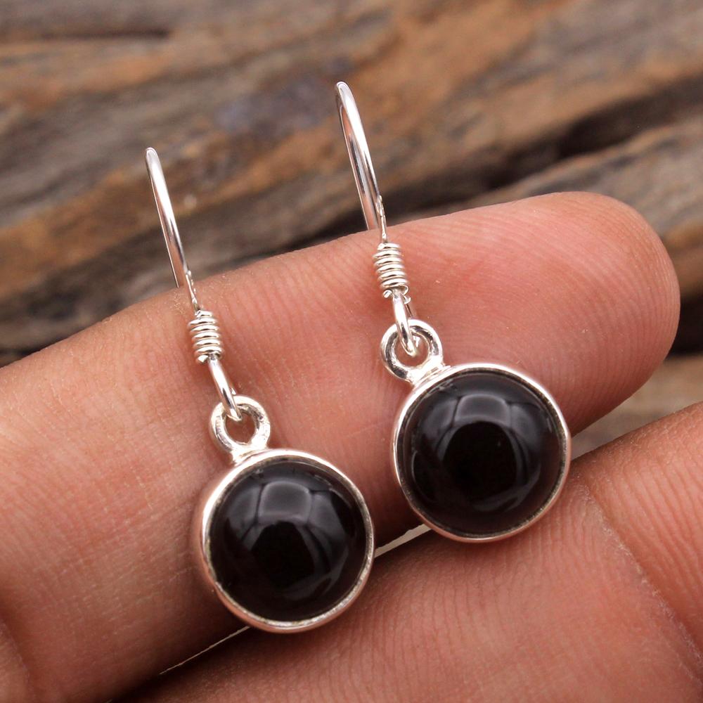 Black Onyx Green Onyx Garnet Moonstone Lapis Lazuli Carnelian Larimar Silver Earring Handmade Jewelry