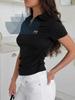 Женская футболка с коротким рукавом, вышитым воротником-бантиком, приталенная хлопковая блузка с лацканами