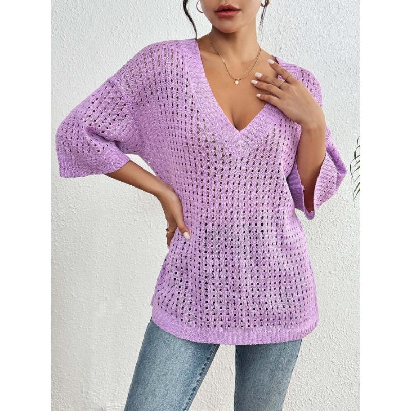 Женский повседневный топ с V-образным вырезом и рукавом пять четвертей