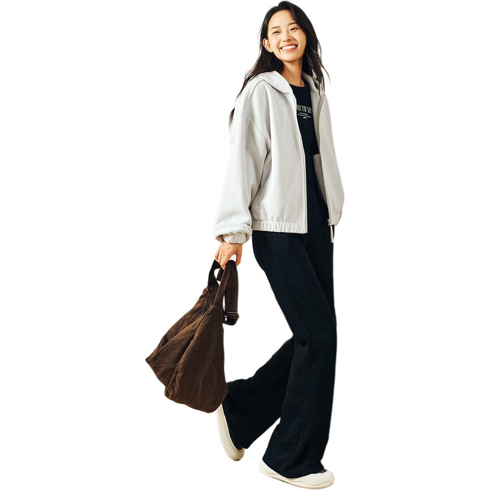 Anta Спортивная стильная однотонная куртка с капюшоном и молнией, удобная, дышащая, теплая, свободная, флисовая, женские куртки, облачно-серый цвет 962448705-2