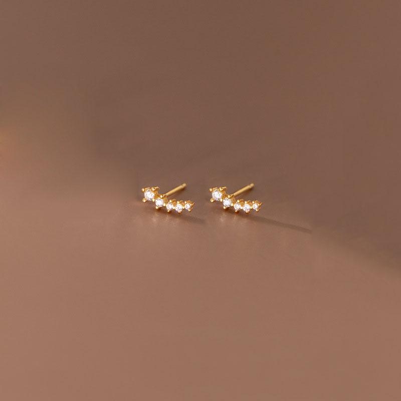 WANTME 925 Silver Simple Korean Pave Zircon Mini Small Stud Earrings for Teen Women Daily Life Party Piercing Jewelry