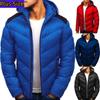 Зимнее мужское спортивное хлопковое пальто с капюшоном, сплошной цвет, большие размеры, повседневная темпераментная молодежная куртка на молнии с хлопковой подкладкой