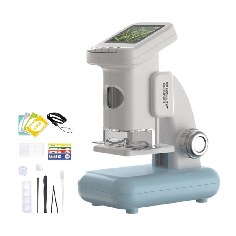 Kids Adjustable Stand Digital Microscope With LCD Screen Built In Light Source Memory Card Slot For Outdoor Indoor Use