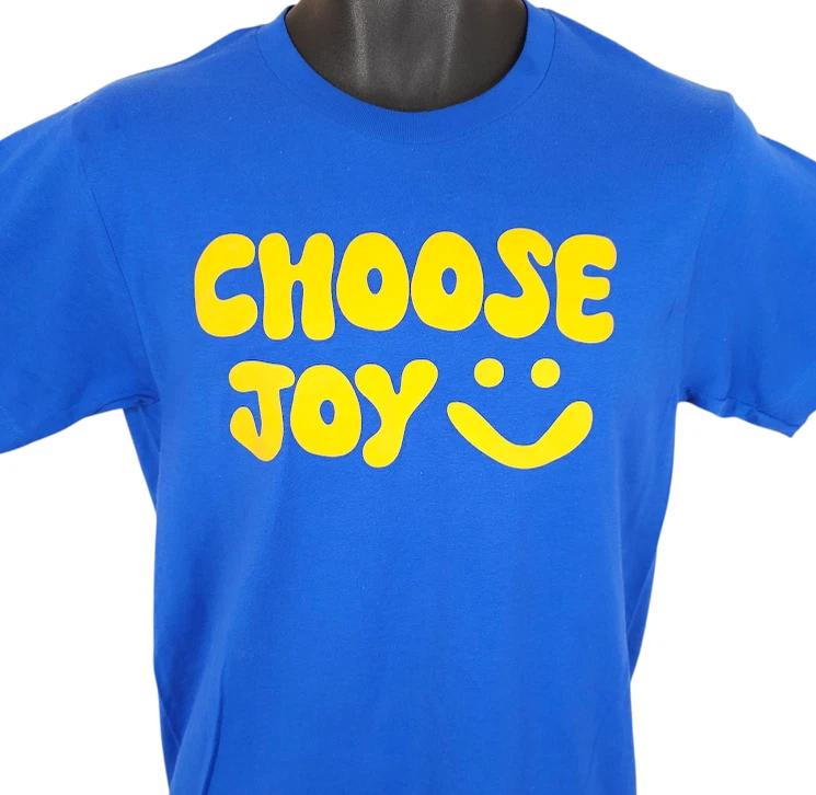 Мужская футболка "Choose Joy" Размер S Синяя с принтом