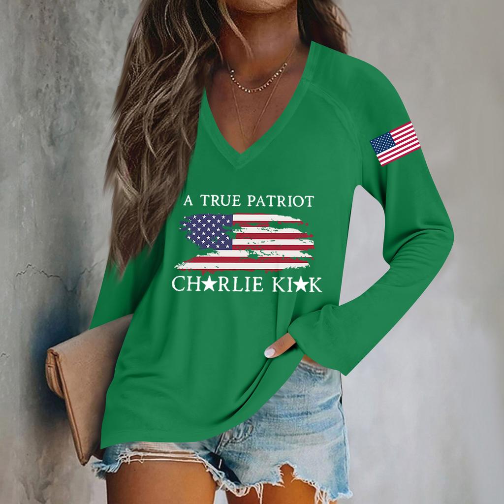 Women's Fashion Casual Long Sleeve Halloween Printed V-Neck Top