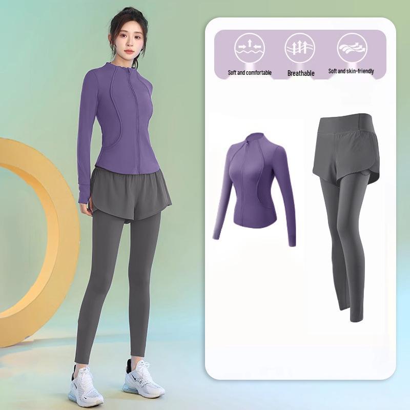 Женский комплект для похудения 2025 года для утренней пробежки и йоги - Фитнес-одежда с длинным рукавом и быстрой сушкой