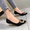 Fairy Style Temperament Pointed High Heels Women's Autumn New Fashion Pleated Square Buckle Light Mouth Stiletto Shoes