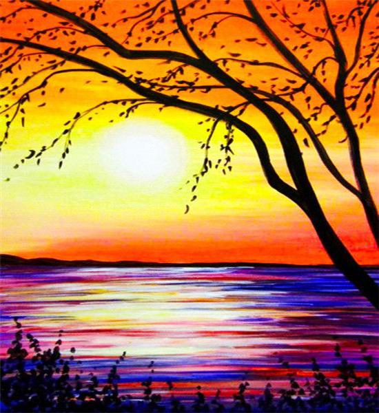 RUOPOTY Картина по номерам, пейзаж заката, рисунок на холсте, ручная роспись, домашний декор, подарок, картина по номерам, наборы для морского пляжа