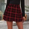 Женская юбка с клетчатым принтом, высокая талия, подходящая по цвету, А-силуэт, свободный подол, мягкая застежка-молния сбоку, длина выше колена, женская дорожная юбка