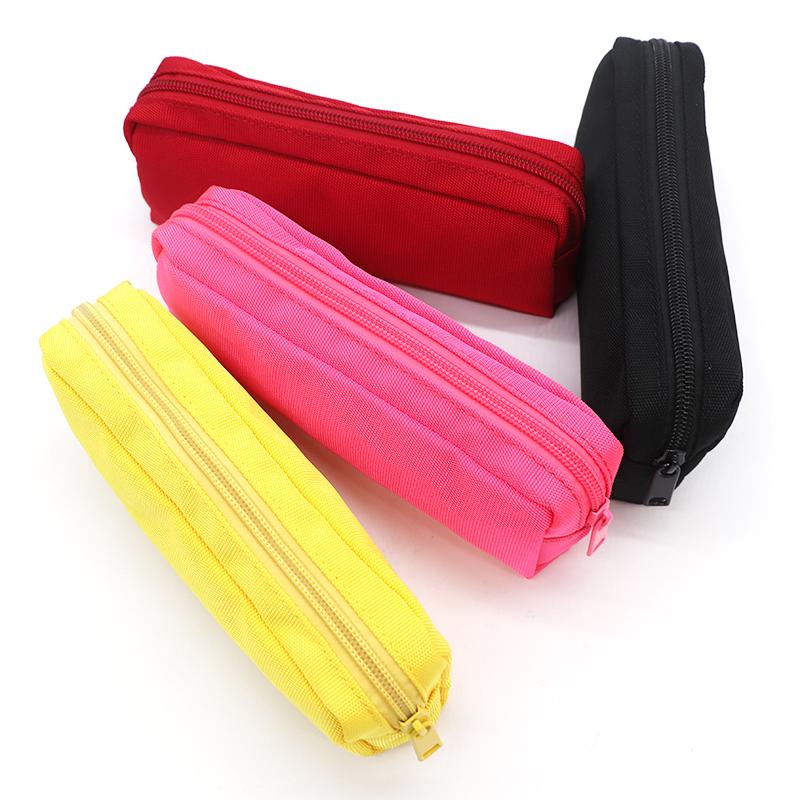 Office Black Canvas Pencil Case School PencilCase for Boys Girls Simple Candy Color Large-capacity Pencil Cases Stationery Cosmetic Bag