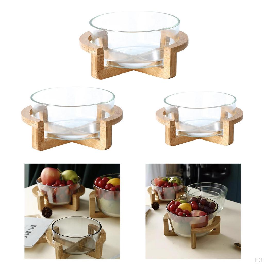 Elegant Salad Bowl Set with Wooden Stand and Serving Utensils