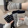 Шерстяные носки, женские носки до середины икры, осенне-зимние полосатые модные теплые махровые носки