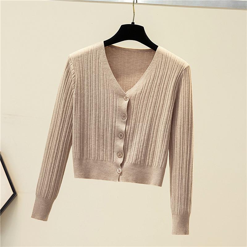 Осенний облегающий повседневный вязаный кардиган для женщин с длинным рукавом, верхняя одежда, элегантный свитер, куртка для женщин, зимняя мода, теплый трикотаж, кардиганы 24745