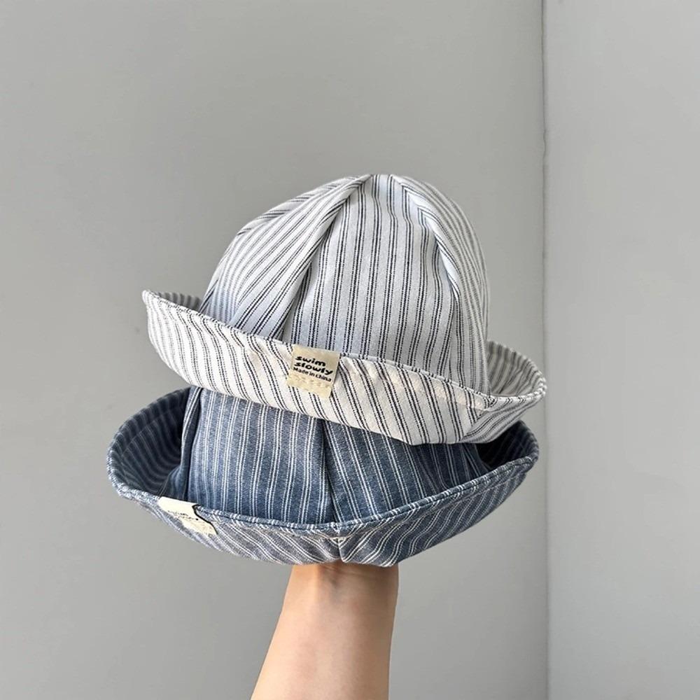 Striped Pattern Baby Bucket Hat Cotton Infant Panama Bonnet Panama Sunshade Basin Cap Kids Wear
