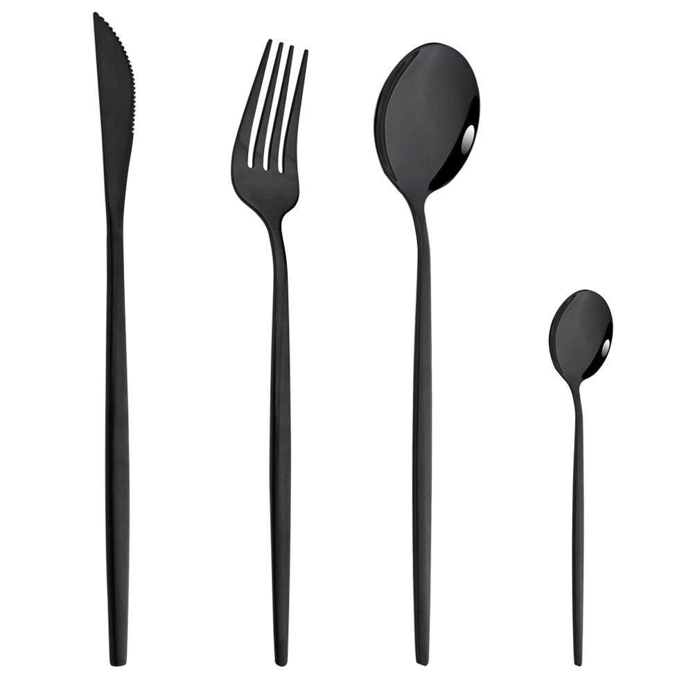 4pcs Gold Dinnerware Set Stainless Steel Tableware Set Knife Fork Spoon Flatware Set Dishwasher Safe Silverware Cutlery Set