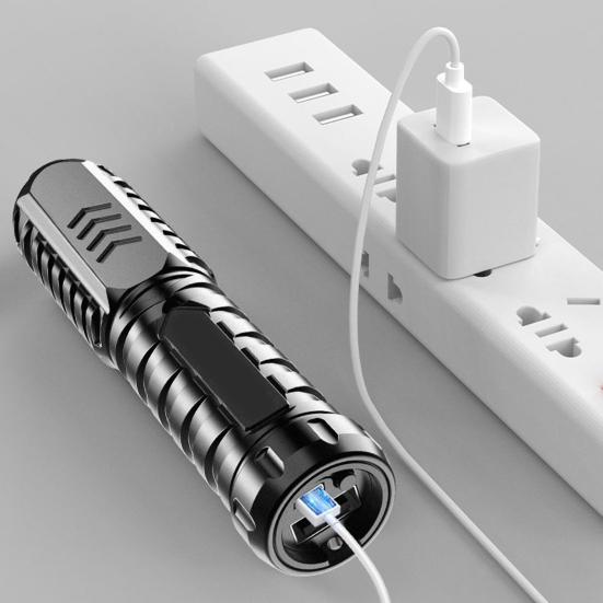 Super Bright LED Flashlight 3 Modes Compact Size Portable IPX7 Waterproof Multifunctional Rechargeable Emergency Flashlight