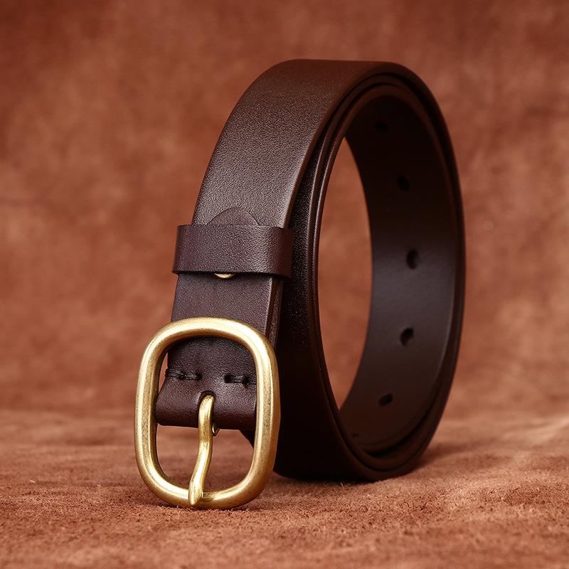 Light Luxury Minimalist Versatile Brass Pin Buckle Ins Style Women'S Belt Fashion Trend Internet Celebrity Same Leather Belt Women