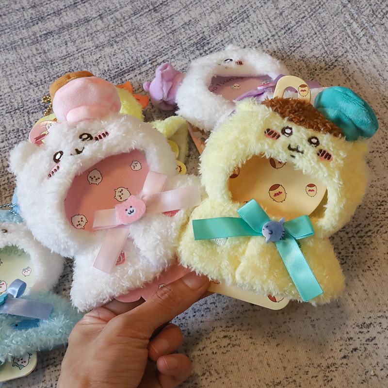 10-15 см кукольная одежда Kawaii Chiikawa Hachiware Usagi плюшевый плащ одежда милый кукольный головной убор мультяшная кукла украшение подвеска