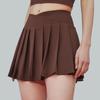 Women's Pleated Two-in-One High-Waist Yoga Skirt with Anti-Exposure Design & Back Pocket for Tennis or Badminton.