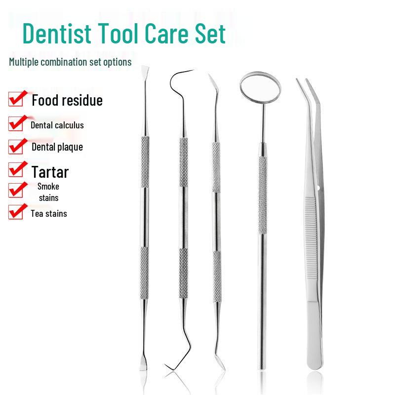 Набор стоматологических инструментов: Двусторонний зонд из нержавеющей стали, ротовое зеркало и набор для чистки зубов