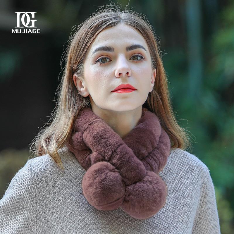Scarf Women's Winter New Korean Fashion Versatile Thickened Cute Girl Rex Rabbit Hair Handmade Fur Neck