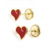 Les Trésors De Lily [J0414] - Red 'Love' Earrings (Gold - 9 Carats) - 6x5 Mm
