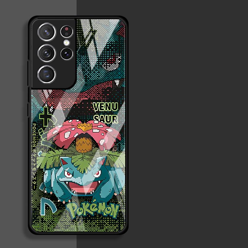 Glass Case for Samsung Galaxy S25 Ultra S20 FE S21 S23 Plus S25+ S22 S24+ S23+ S24 Luxury Phone Cover Hot Cartoon Pokemon