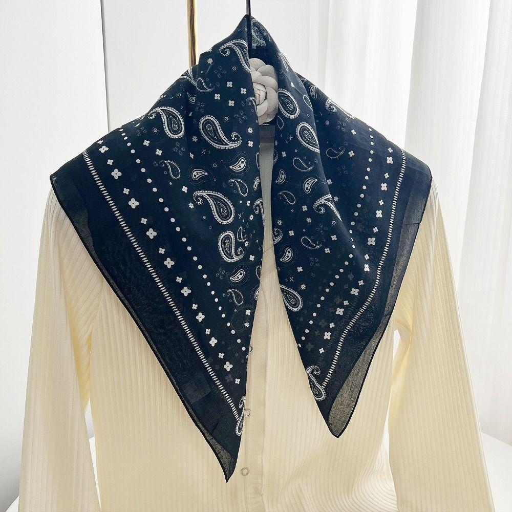 Breathable Cotton Square Scarf Korean Small Scarves Elegant Cashew Nut Print Silk Scarf Vacation