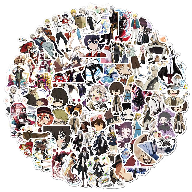 100Pcs Bungo Stray Dogs Stickers Anime Sticker Pvc Graffiti Decals Suitcase