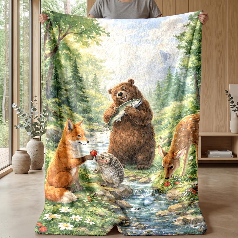 Flying Animal Adventure Theme blanket Lightweight Warm Flannel Blanket Decorative Throw Blanket for Home Decoration
