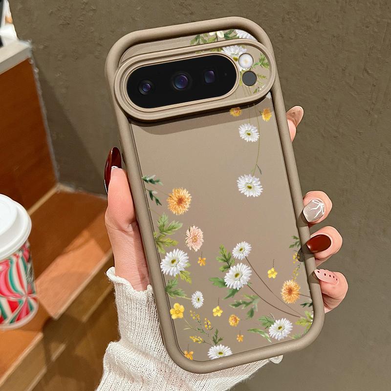 Простой цветочный принт ТПУ мягкий однотонный чехол для телефона для Google Pixel 9 Pro XL 8 Pro 8A защита объектива противоударный матовый бампер чехол