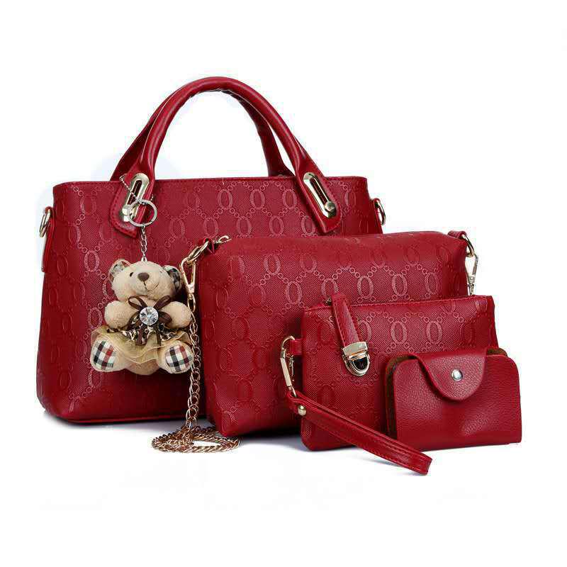 2024 Summer Women's Crocodile Pattern Handbag Set - Four-Piece with Bear Shoulder and Messenger Bags