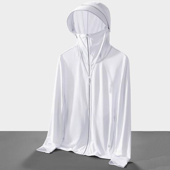 Yousheng Мужская летняя солнцезащитная одежда с капюшоном и шнурком с длинным рукавом, пальто с защитой от ультрафиолета, сплошной цвет, на молнии, анти-УФ-одежда для рыбалки