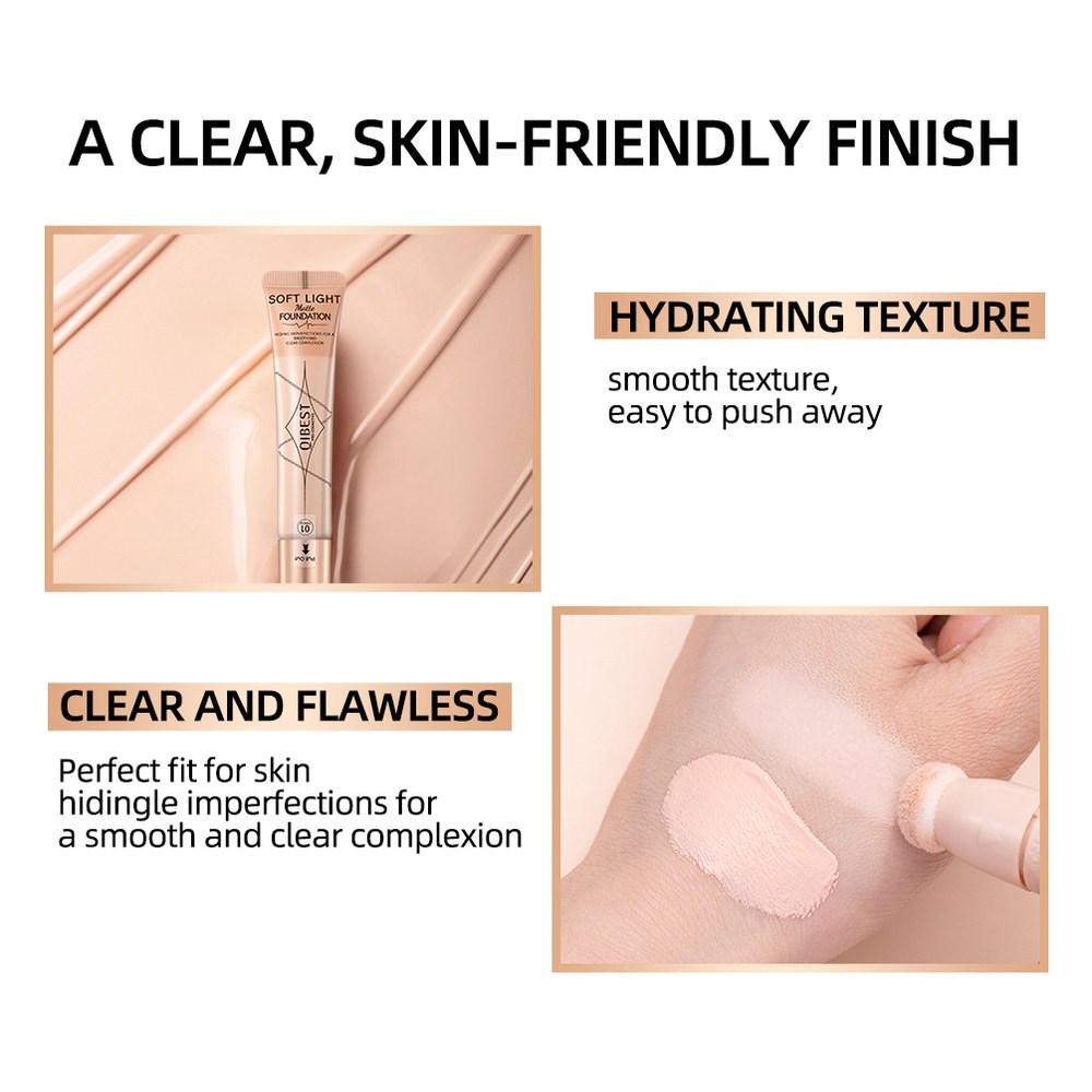 QIBEST Жидкий консилер Матовый Идеальный Водостойкий Тональный Крем-Кушон с Аппликатором для Темных Кругов Под Глазами Косметика, 1 Штука, 01