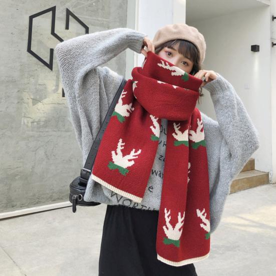 Комплект из 3 предметов: новогодняя шапка, шарф, перчатки, толстая вязаная теплая шапка с принтом рогов, эластичная защита ушей, ветрозащитная лыжная шапка-купол, комплект с шейным платком