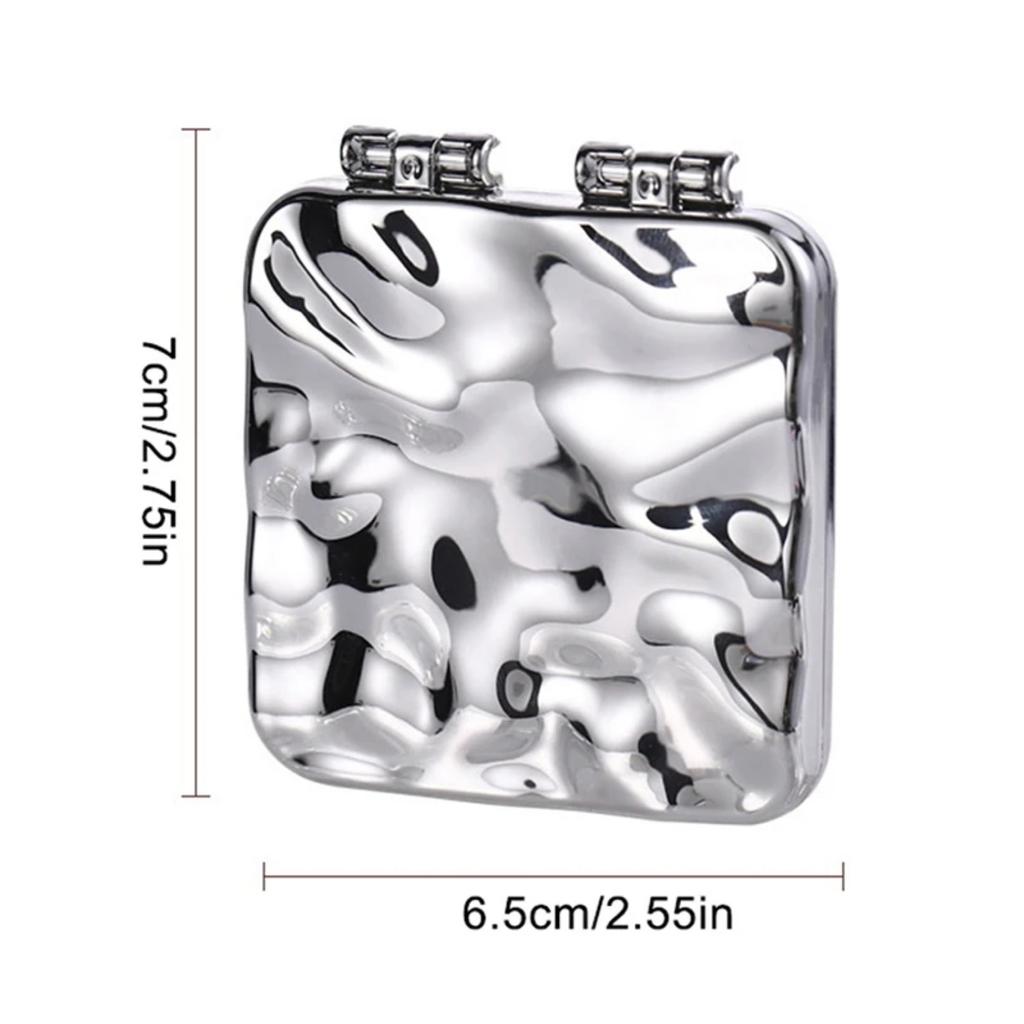Foldable Plating Makeup Mirror Mini Square Vanity Mirror Portable Hand Mirror Double-sided Compact Mirror Pocket Cosmetic Mirror