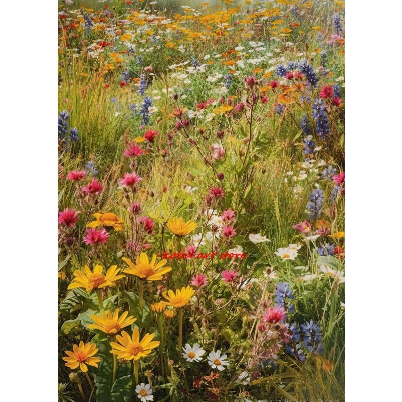 Поле цветов Цветочный Природный Пейзаж Холст Живопись Постеры и Принты Настенное Искусство Картина для Гостиной Домашний Декор Cuadros