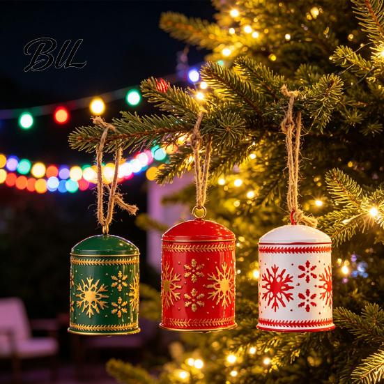 Holiday Party Hanging Bells Large Christmas Bell with Snowflake, Vintage Metal Cow Ornaments, Wreath Embellishments Rustic Winter Wind Chime for Home,