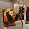 10 шт./набор Хэллоуинские карточки для сообщений на тему черного кота и тыквы, фестиваль, замок, метла, наклейки на стену с черным котом, мультяжная бумага
