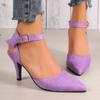 European and American New 2024 Summer New Ankle Buckle Fashion Outer Wear Women's High Heels Pointed High Heels Sandals Women