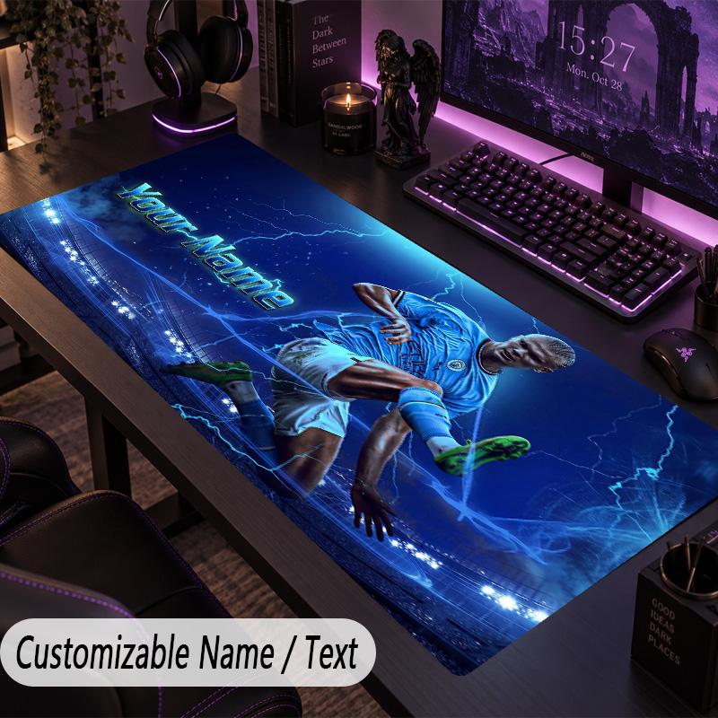 Large Mouse PadErling Haaland Custom Name Text Personalized Desk Mat Non Slip Gaming Pad