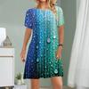 Women Casual Dress Summer Raindrop Print Dresses For Women O-neck Short Sleeve Dress Plus Size