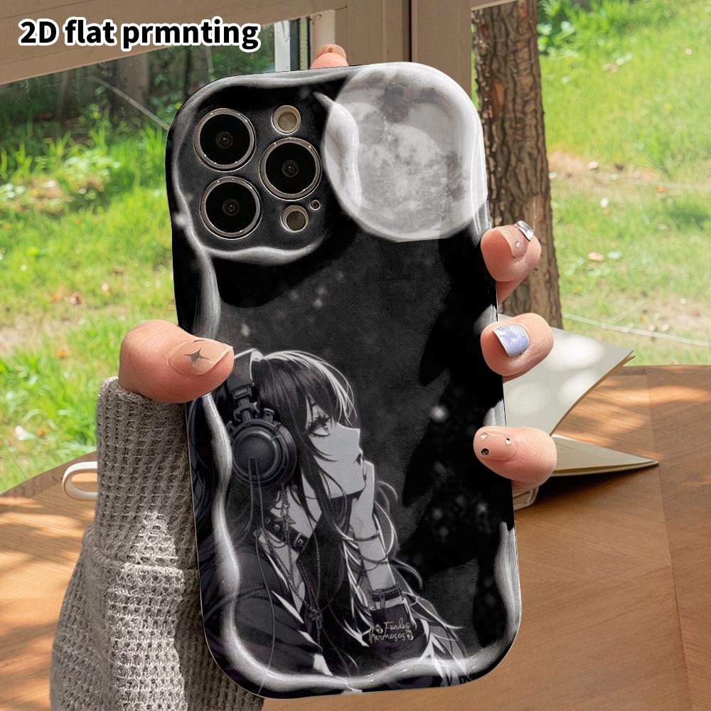 Чехол для телефона: 2D плоский, подходит для iPhone 18 17 16 15 14 13 12 Pro, черно-белое аниме, идеальный рождественский и хэллоуинский подарок